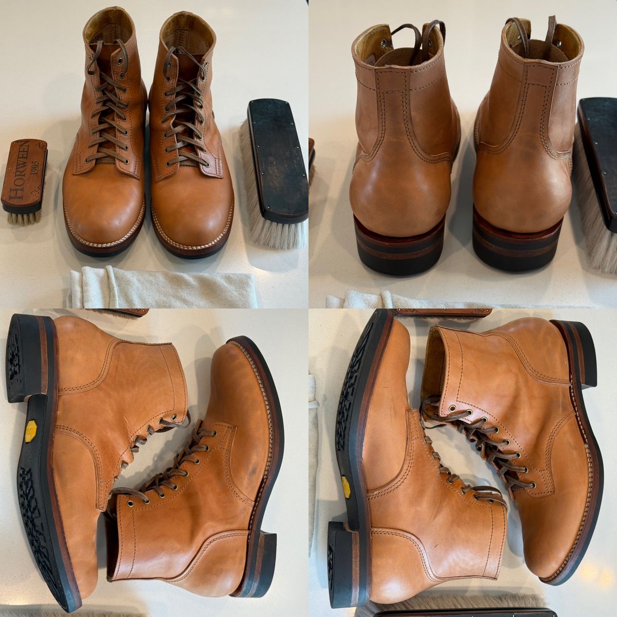 Photo by chris.8888 on October 19, 2025 of the Oldspeed Service Boot 6” in Horween Russet Horsehide Strips.