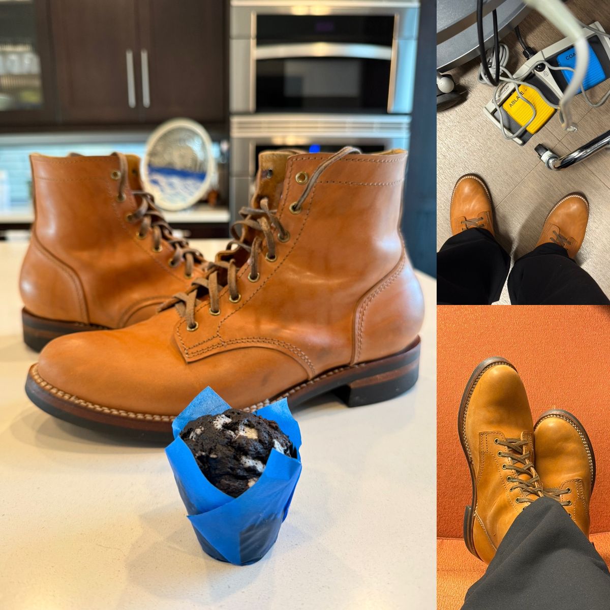 Photo by chris.8888 on October 31, 2025 of the Oldspeed Service Boot 6” in Horween Russet Horsehide Strips.