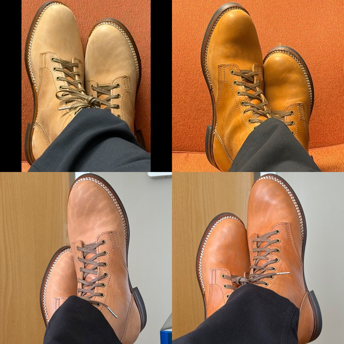 Photo by chris.8888 on November 1, 2025 of the Oldspeed Service Boot 6” in Horween Russet Horsehide Strips.