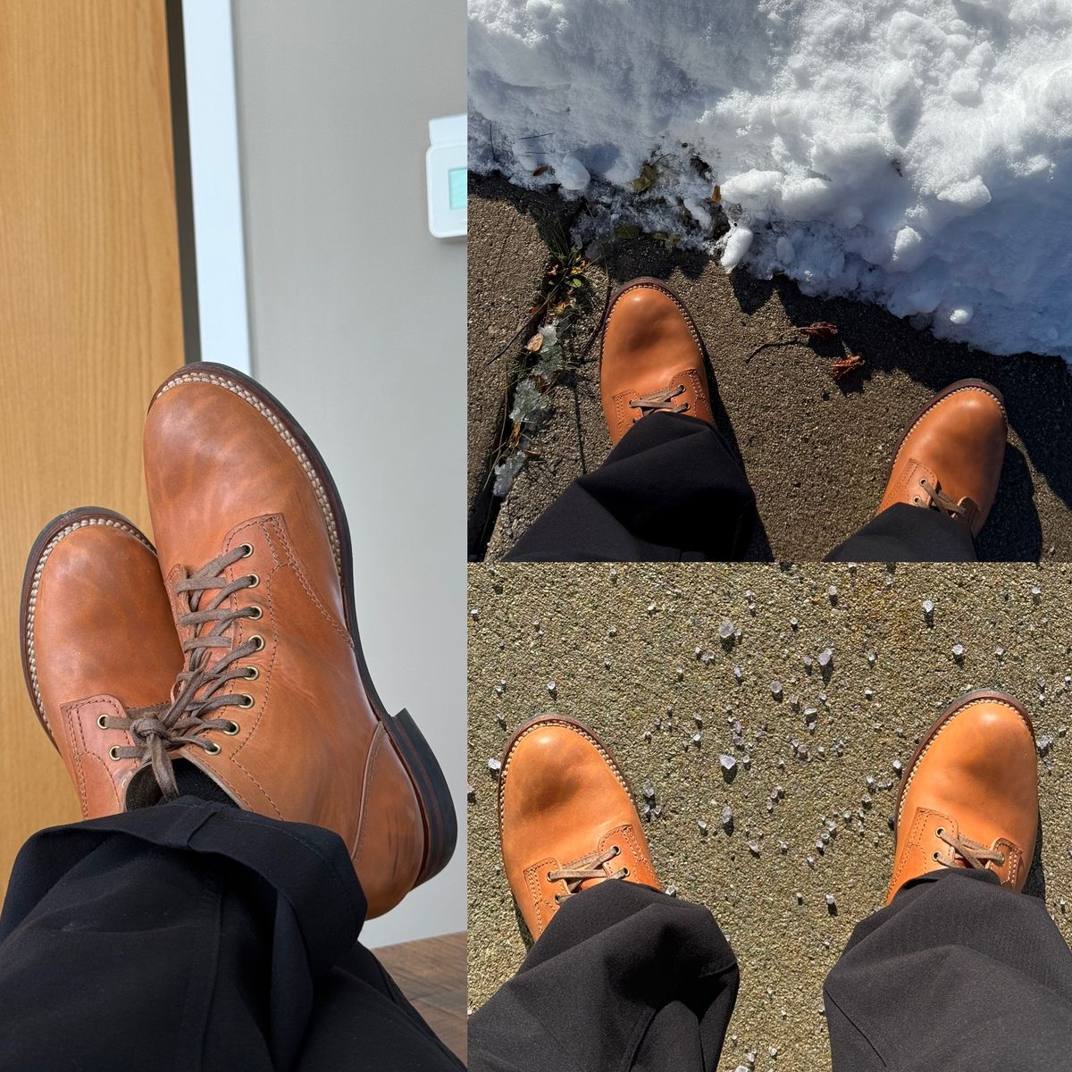 Photo by chris.8888 on November 11, 2025 of the Oldspeed Service Boot 6” in Horween Russet Horsehide Strips.