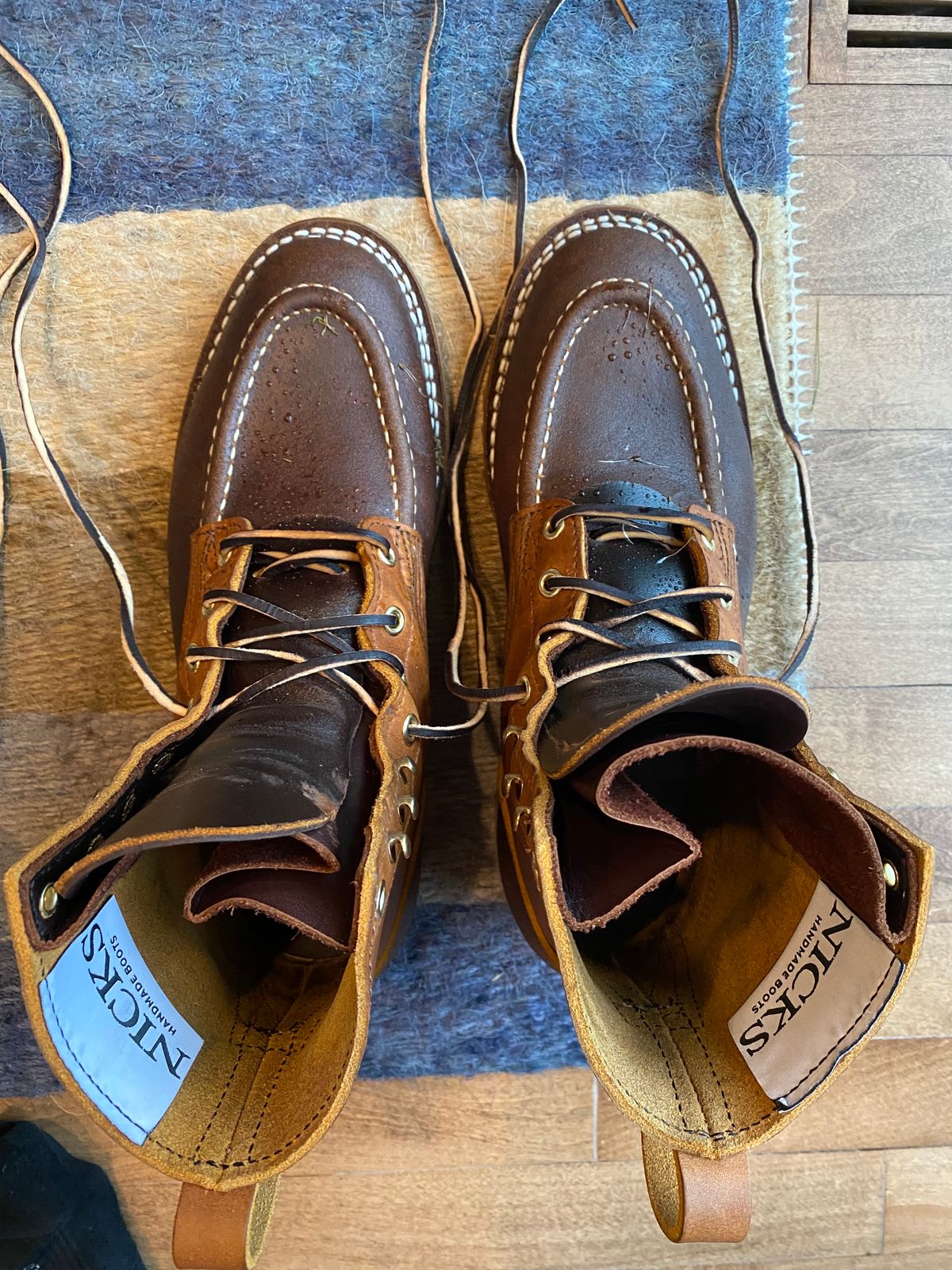 Photo by chris.8888 on May 21, 2025 of the Nicks x Parkhurst V3 in Horween Spokane Honey Smooth/Waxed.