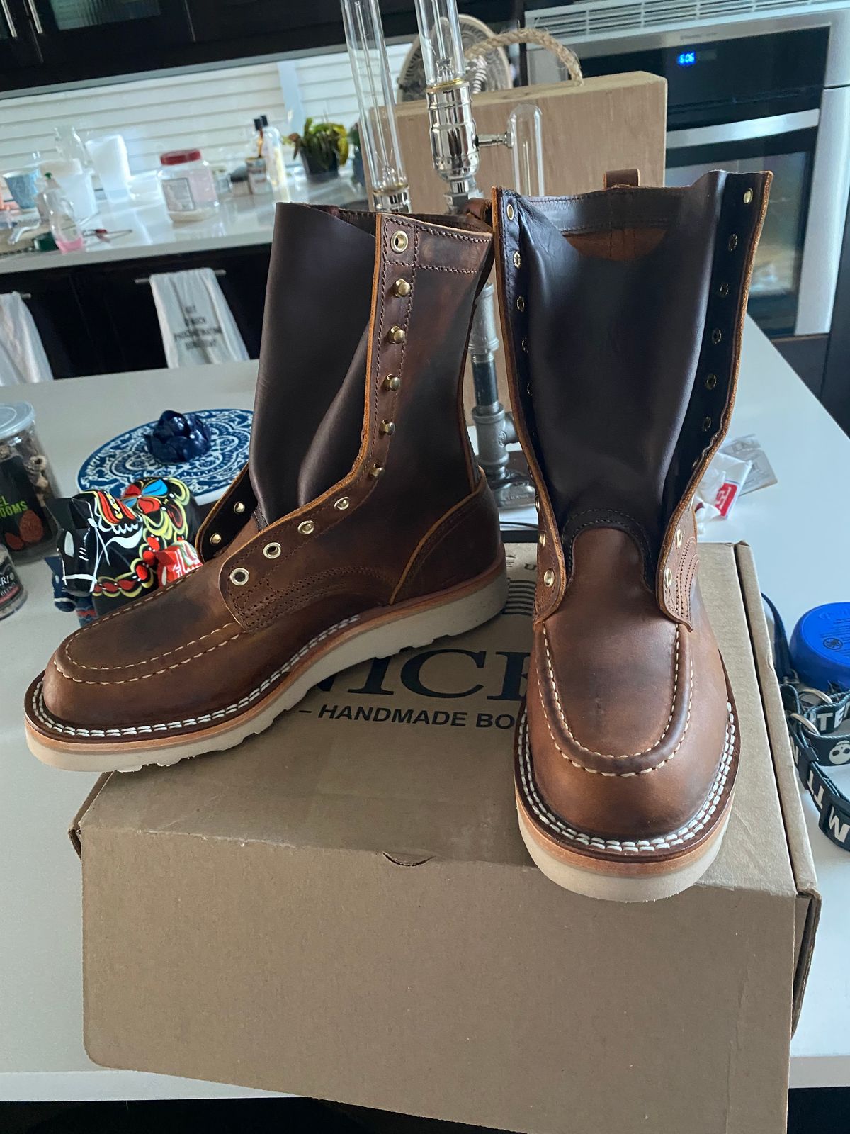 Photo by chris.8888 on September 26, 2024 of the Nicks Moc Toe in Horween Orange Predator.