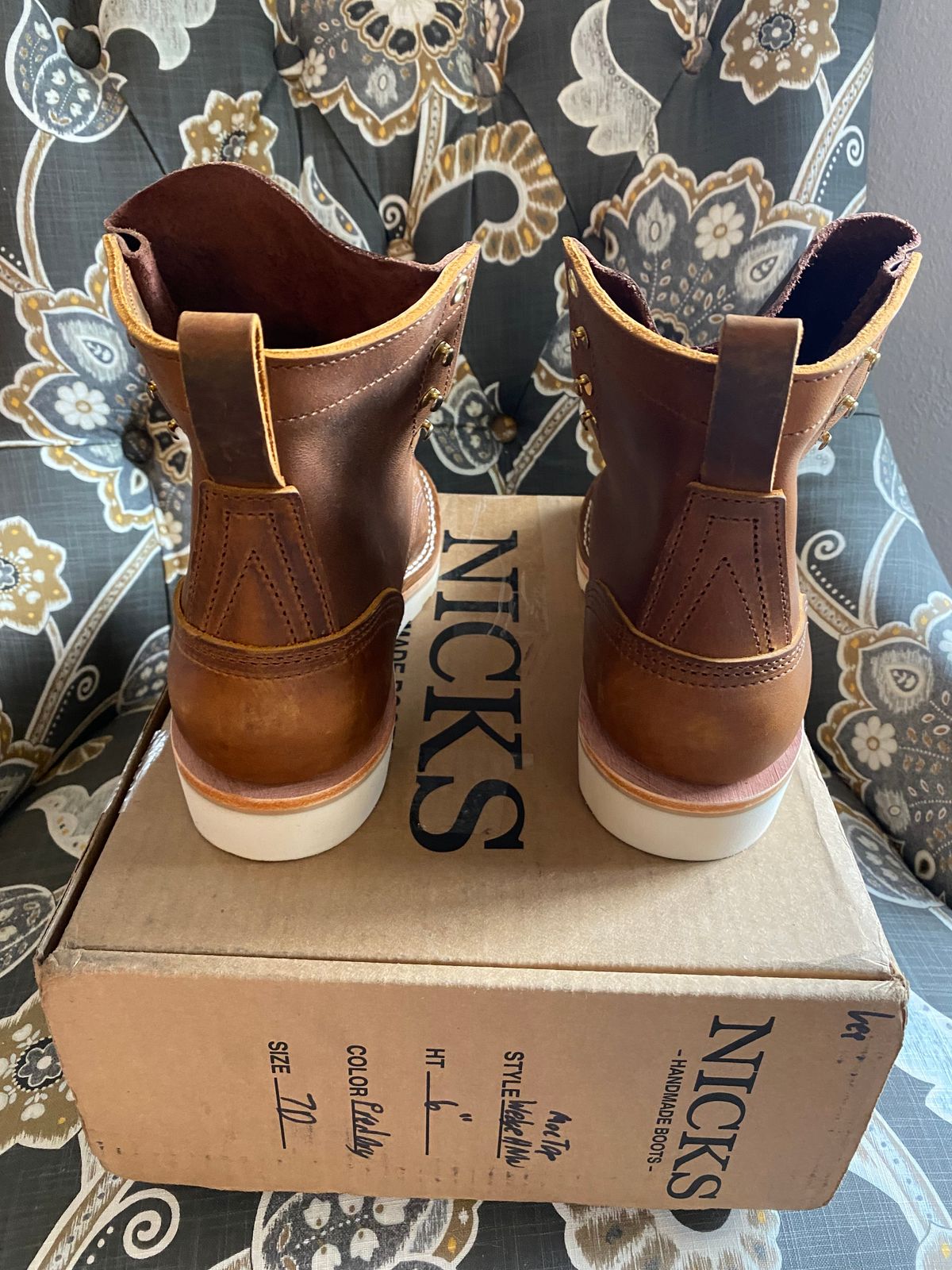 Photo by chris.8888 on July 24, 2024 of the Nicks Moc Toe in Horween Orange Predator.