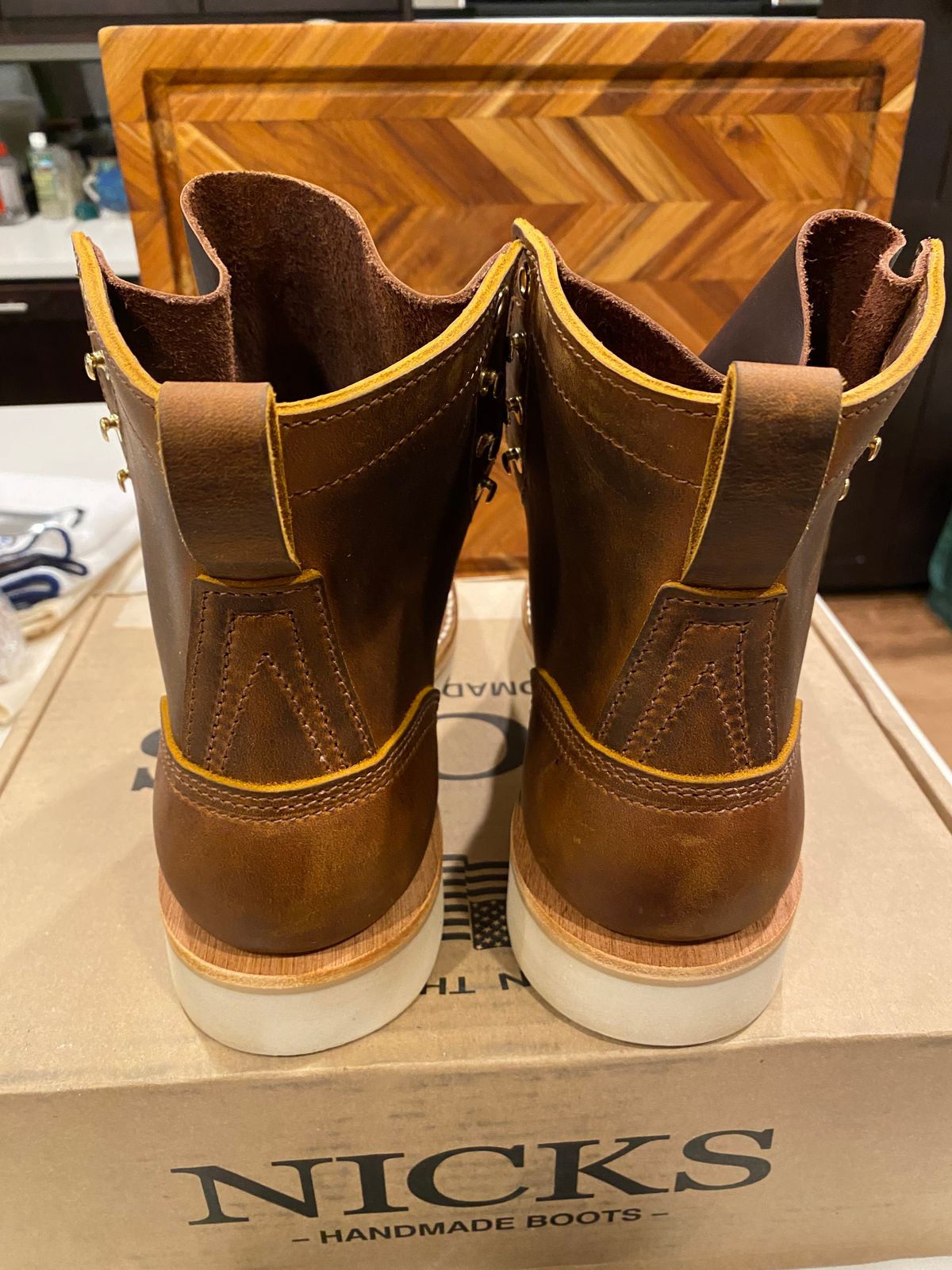 Photo by chris.8888 on February 21, 2025 of the Nicks Moc Toe in Horween Orange Predator.