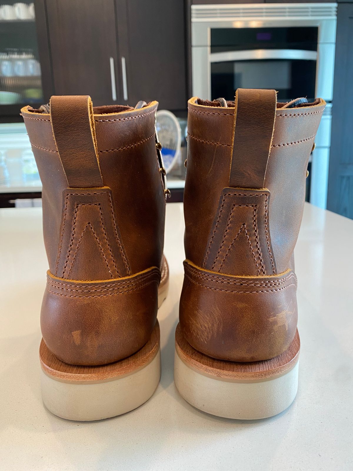 Photo by chris.8888 on June 16, 2025 of the Nicks Moc Toe in Horween Orange Predator.