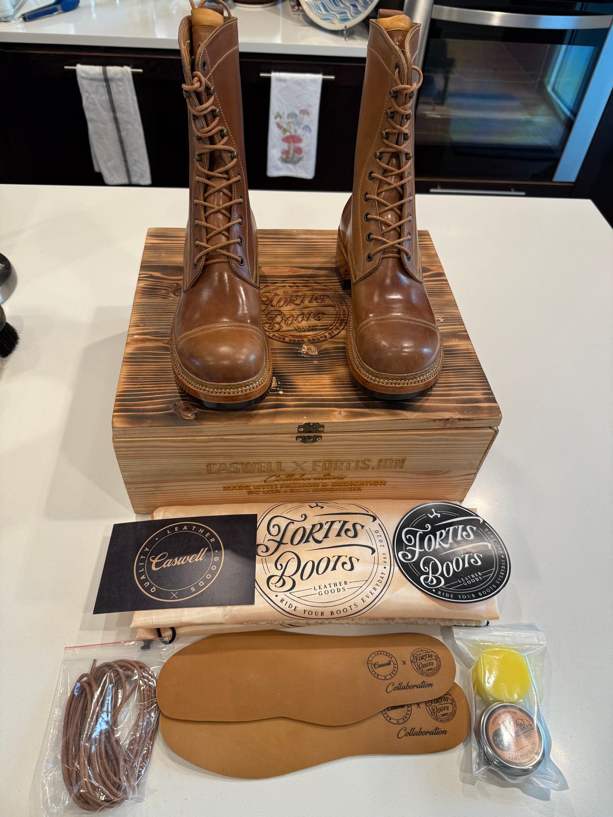 Photo by chris.8888 on July 20, 2025 of the Caswell Boot Company x Fortis Munson Last Collaboration in Horween Natural Shell Cordovan.