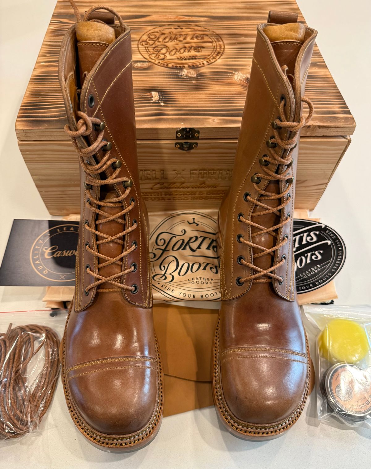 Photo by chris.8888 on July 20, 2025 of the Caswell Boot Company x Fortis Munson Last Collaboration in Horween Natural Shell Cordovan.