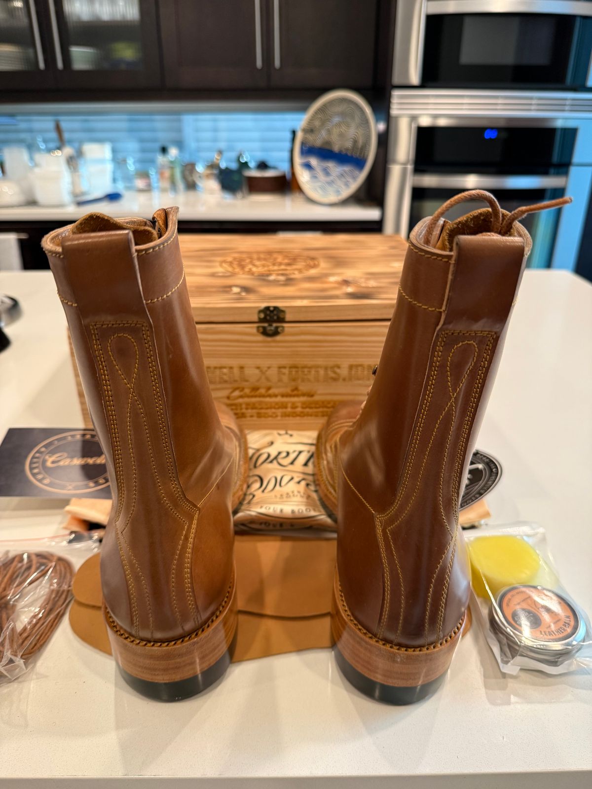 Photo by chris.8888 on July 20, 2025 of the Caswell Boot Company x Fortis Munson Last Collaboration in Horween Natural Shell Cordovan.