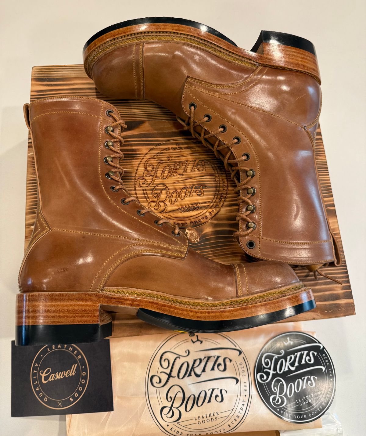 Photo by chris.8888 on July 20, 2025 of the Caswell Boot Company x Fortis Munson Last Collaboration in Horween Natural Shell Cordovan.