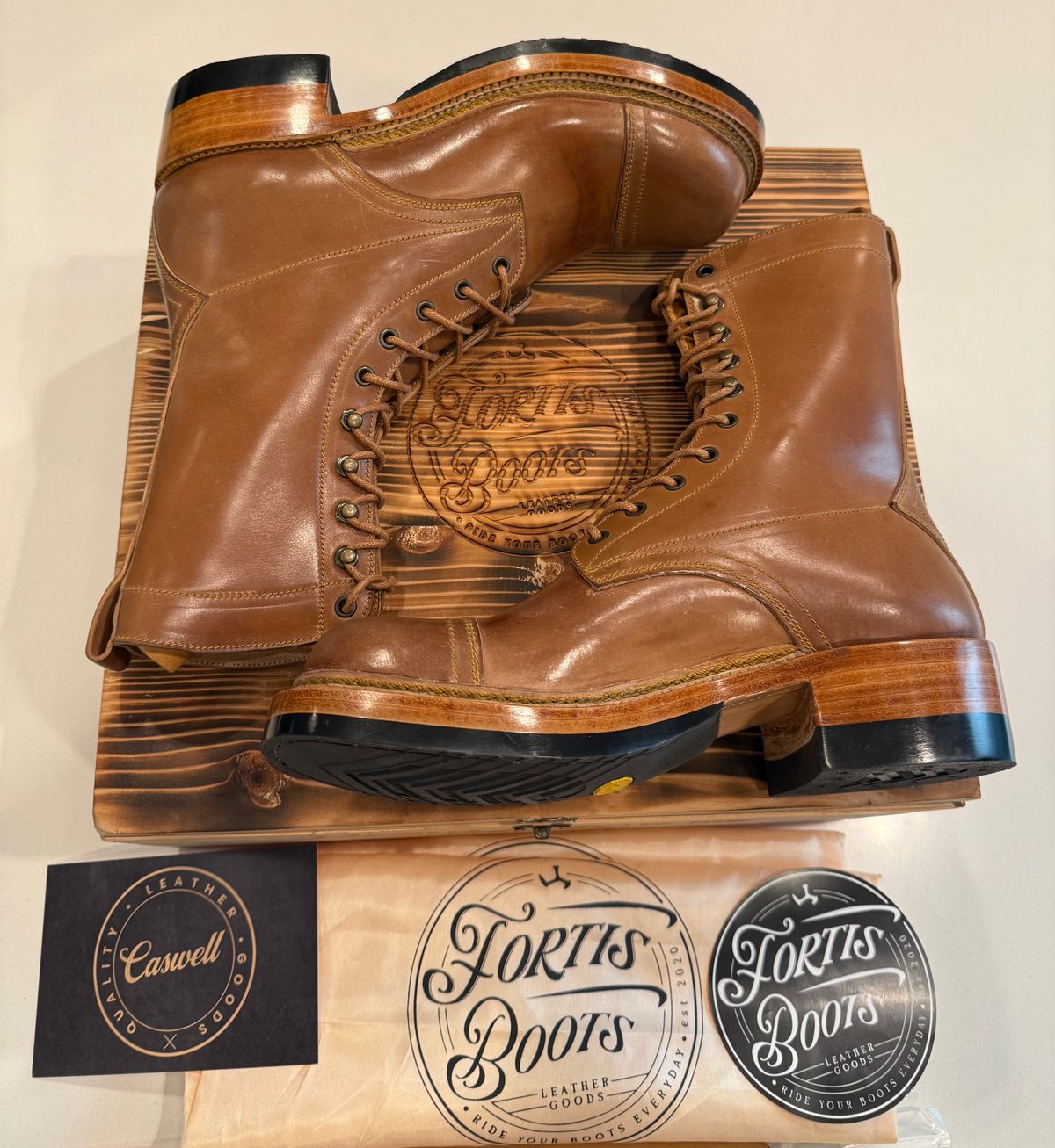 Photo by chris.8888 on July 20, 2025 of the Caswell Boot Company x Fortis Munson Last Collaboration in Horween Natural Shell Cordovan.