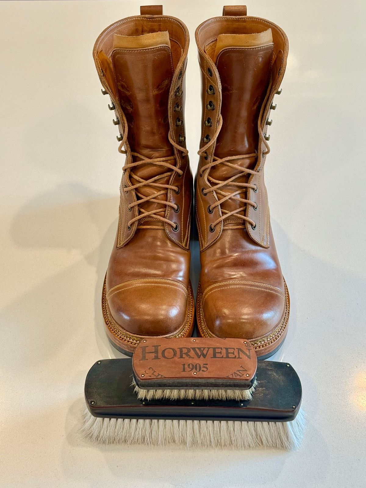 Photo by chris.8888 on October 19, 2025 of the Caswell Boot Company x Fortis Munson Last Collaboration in Horween Natural Shell Cordovan.