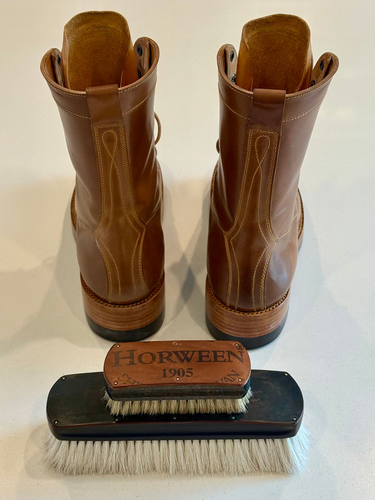 Photo by chris.8888 on October 19, 2025 of the Caswell Boot Company x Fortis Munson Last Collaboration in Horween Natural Shell Cordovan.