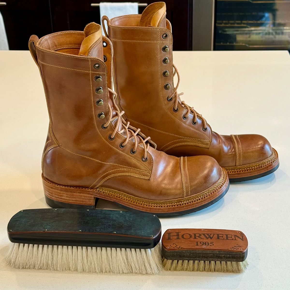 Photo by chris.8888 on October 19, 2025 of the Caswell Boot Company x Fortis Munson Last Collaboration in Horween Natural Shell Cordovan.