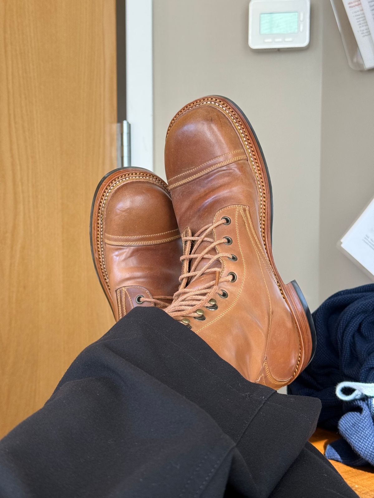 Photo by chris.8888 on March 9, 2026 of the Caswell Boot Company x Fortis Munson Last Collaboration in Horween Natural Shell Cordovan.