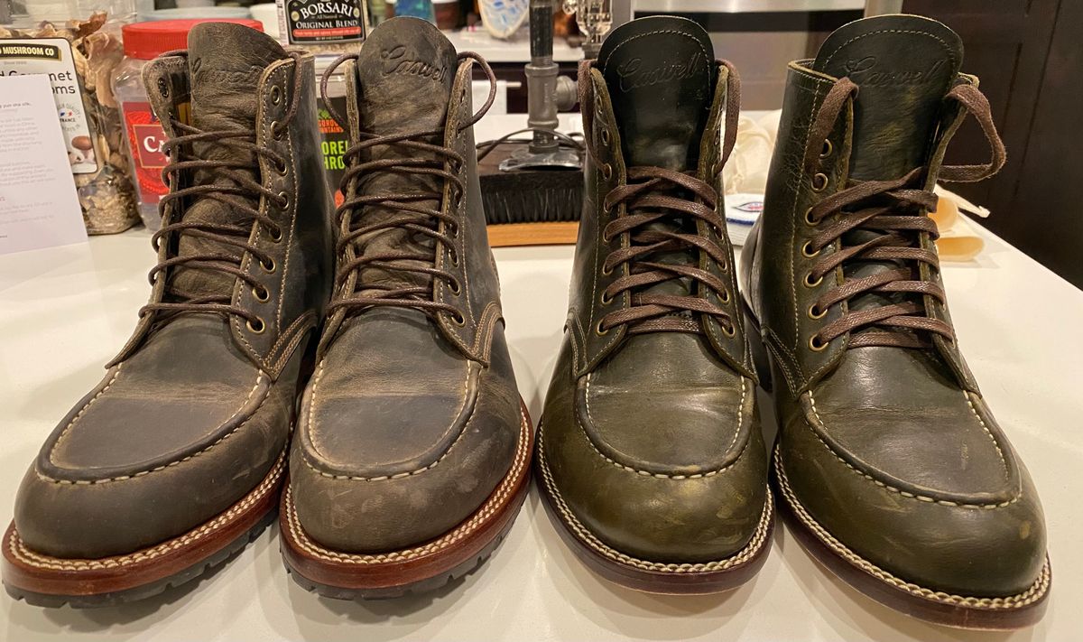 Photo by chris.8888 on December 15, 2024 of the Caswell Boot Company Danville in Gallun Olive Teton Stag.