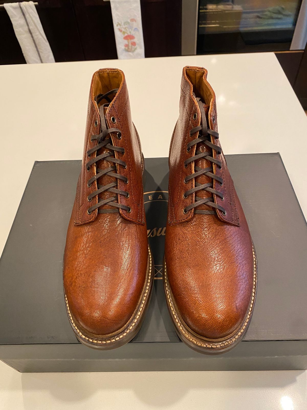 Photo by chris.8888 on April 17, 2025 of the Caswell Boot Company Lisbon in Tusting & Burnett African Sokoto Goat.