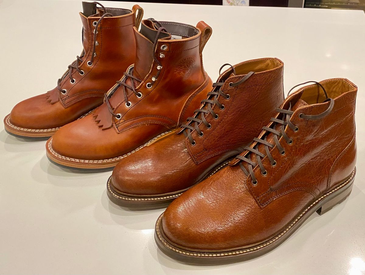 Photo by chris.8888 on April 18, 2025 of the Caswell Boot Company Lisbon in Tusting & Burnett African Sokoto Goat.