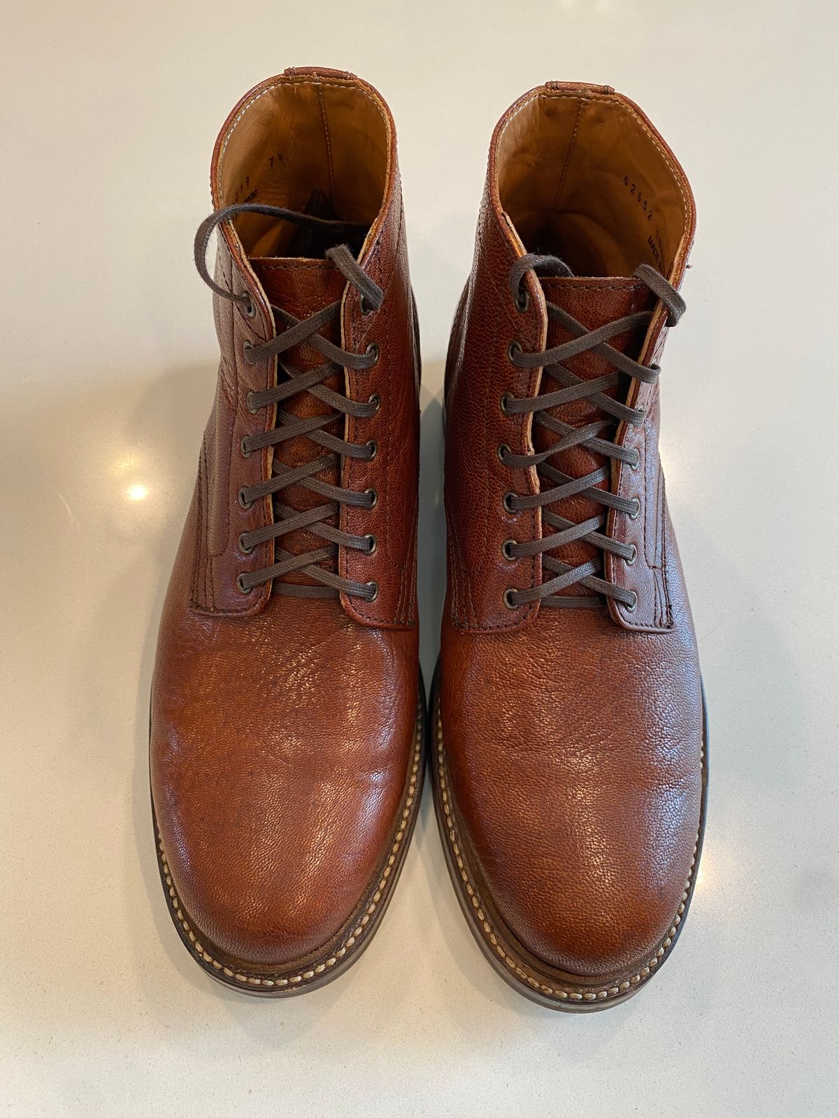 Photo by chris.8888 on June 16, 2025 of the Caswell Boot Company Lisbon in Tusting & Burnett African Sokoto Goat.