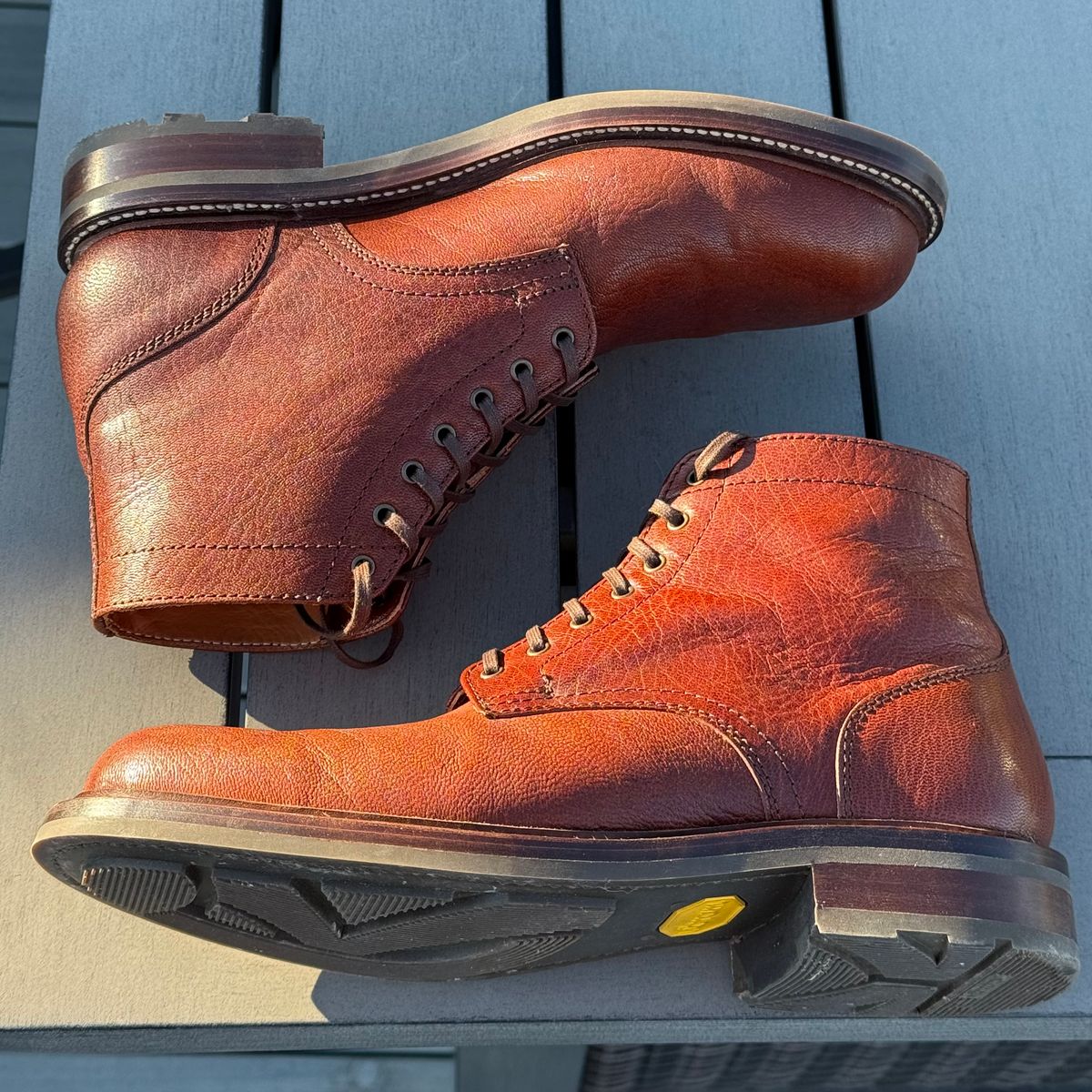 Photo by chris.8888 on September 1, 2025 of the Caswell Boot Company Lisbon in Tusting & Burnett African Sokoto Goat.