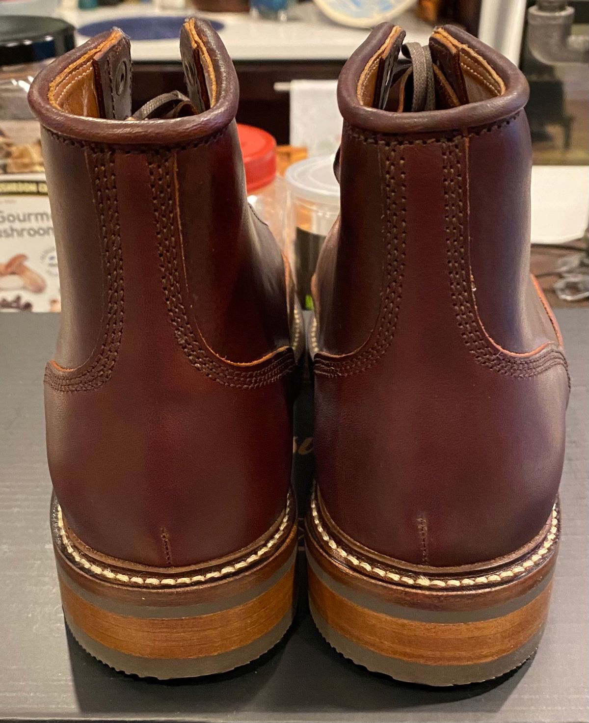 Photo by chris.8888 on December 6, 2024 of the Caswell Boot Company Carver II in Wickett & Craig Chestnut Oiled Latigo.