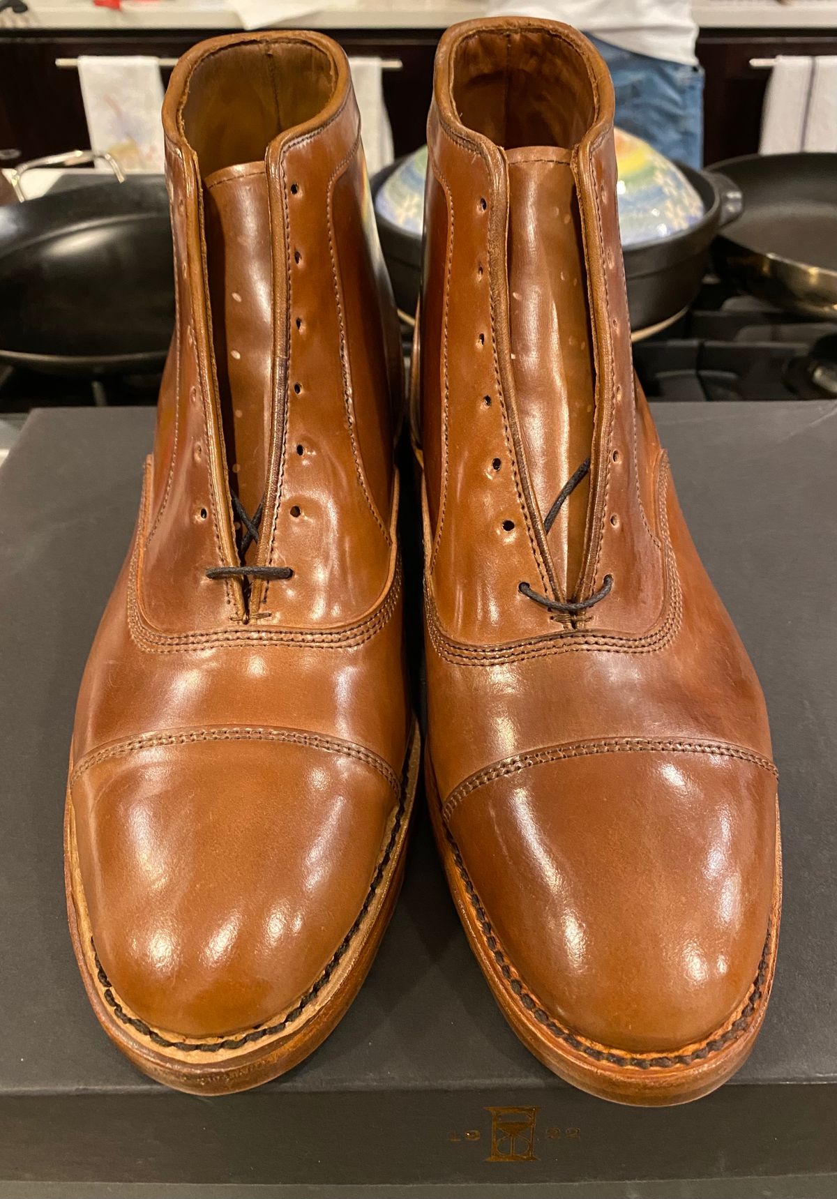 Photo by chris.8888 on January 11, 2025 of the Allen Edmonds Park Avenue Dress Boot in Horween Natural Shell Cordovan.