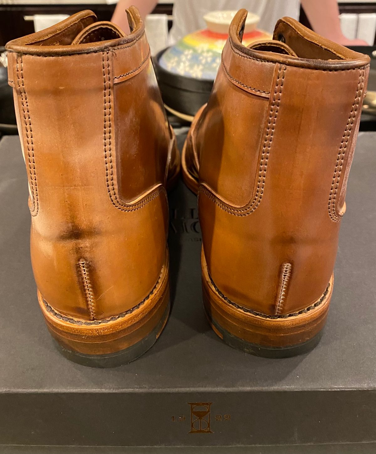 Photo by chris.8888 on January 11, 2025 of the Allen Edmonds Park Avenue Dress Boot in Horween Natural Shell Cordovan.