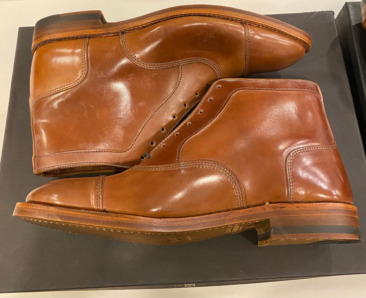 Photo by chris.8888 on January 11, 2025 of the Allen Edmonds Park Avenue Dress Boot in Horween Natural Shell Cordovan.