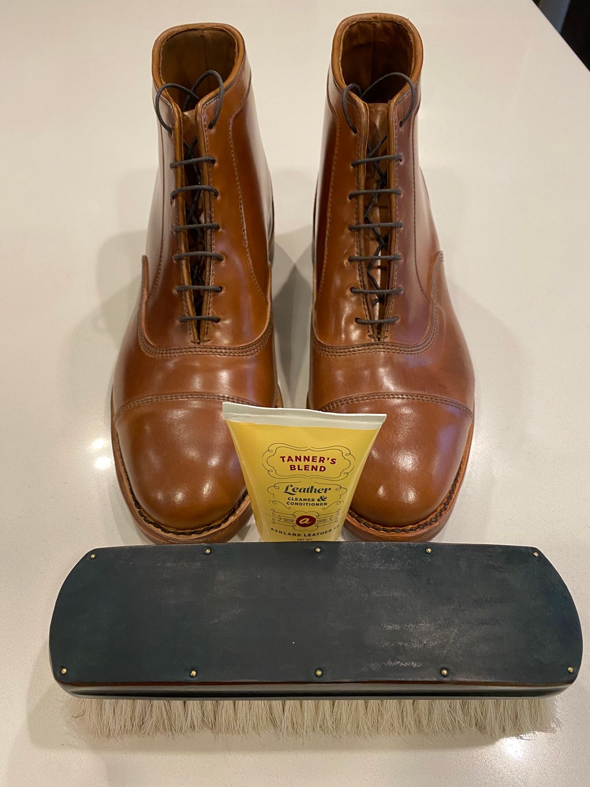 Photo by chris.8888 on January 12, 2025 of the Allen Edmonds Park Avenue Dress Boot in Horween Natural Shell Cordovan.