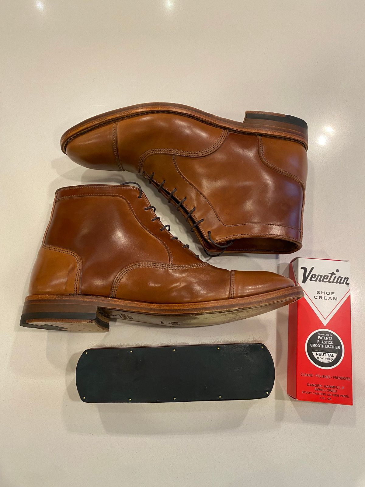 Photo by chris.8888 on May 8, 2025 of the Allen Edmonds Park Avenue Dress Boot in Horween Natural Shell Cordovan.