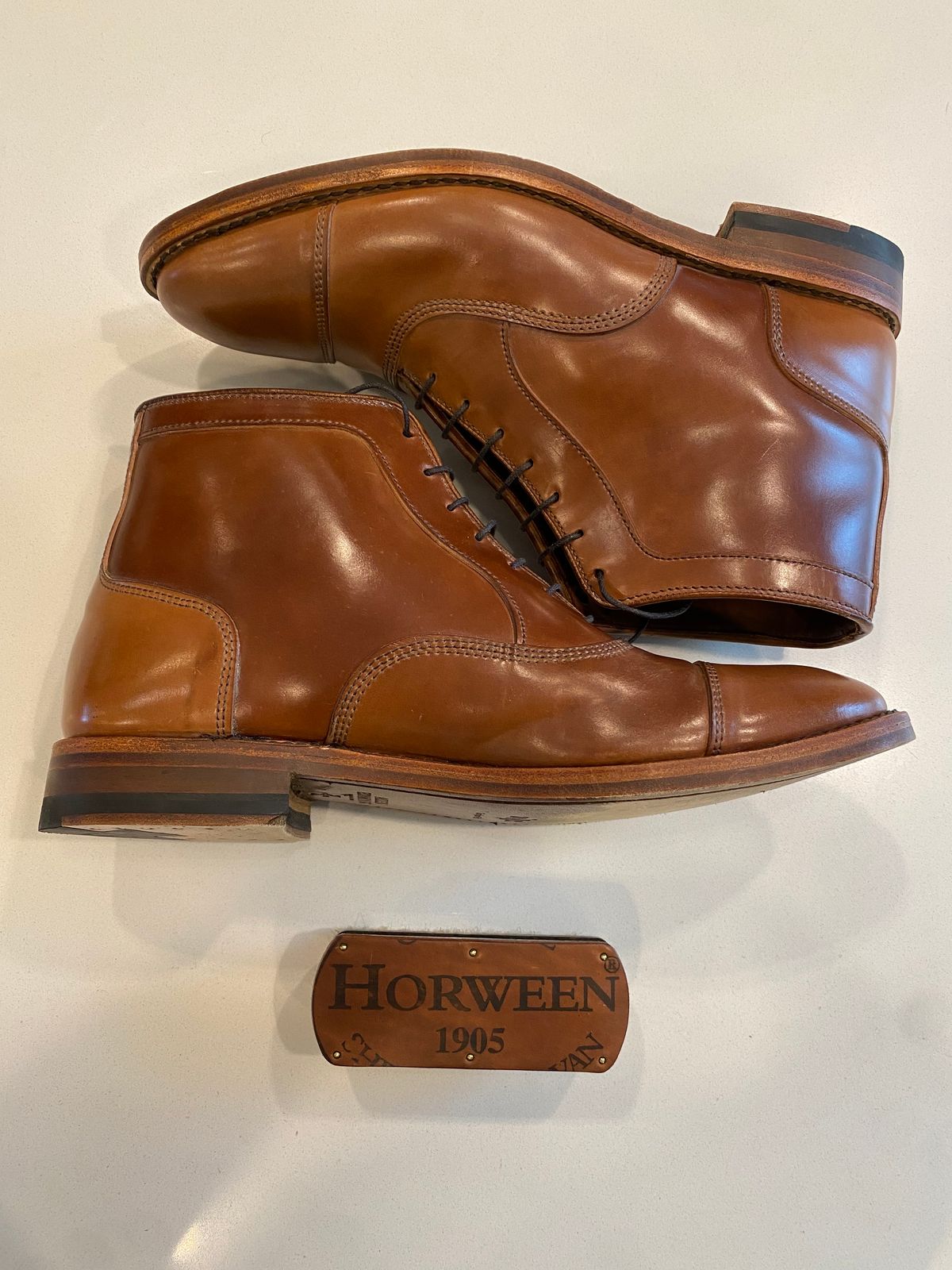 Photo by chris.8888 on May 7, 2025 of the Allen Edmonds Park Avenue Dress Boot in Horween Natural Shell Cordovan.