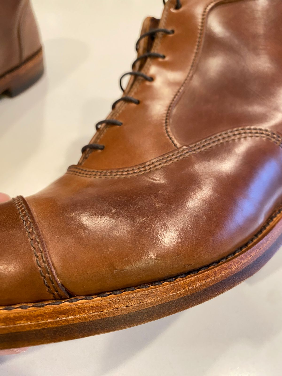 Photo by chris.8888 on May 8, 2025 of the Allen Edmonds Park Avenue Dress Boot in Horween Natural Shell Cordovan.
