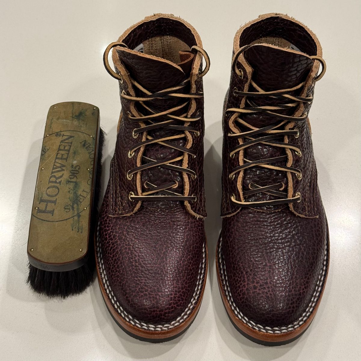 Photo by chris.8888 on September 14, 2025 of the Nicks x Parkhurst MTO in Horween Color 8 Yellowstone Bison.