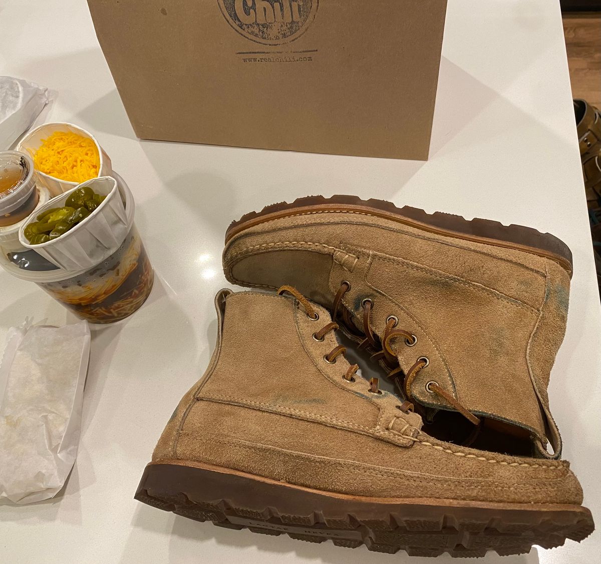 Photo by chris.8888 on March 9, 2025 of the Rancourt & Co. Harrison Boot in Horween Khaki Orion.