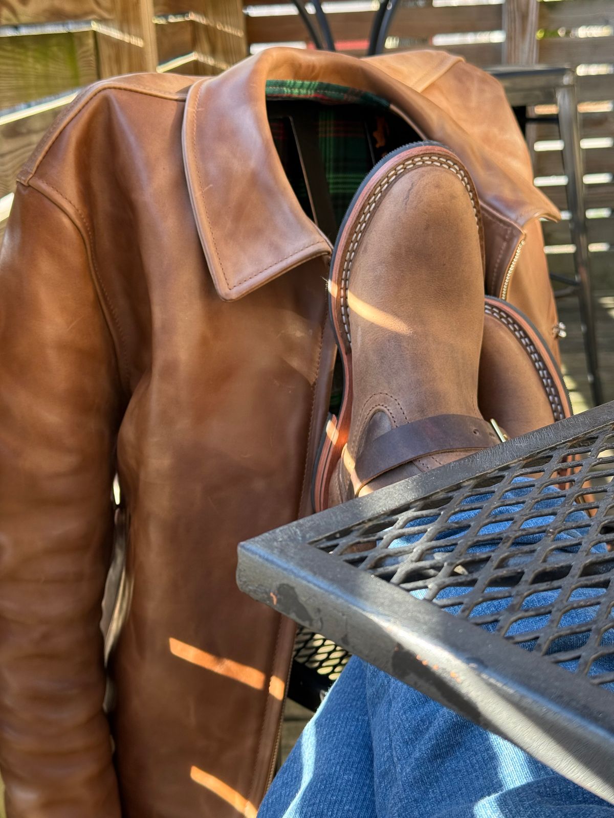 Photo by chris.8888 on April 22, 2026 of the Nicks x Parkhurst Brakeman in Horween Natural Predator.