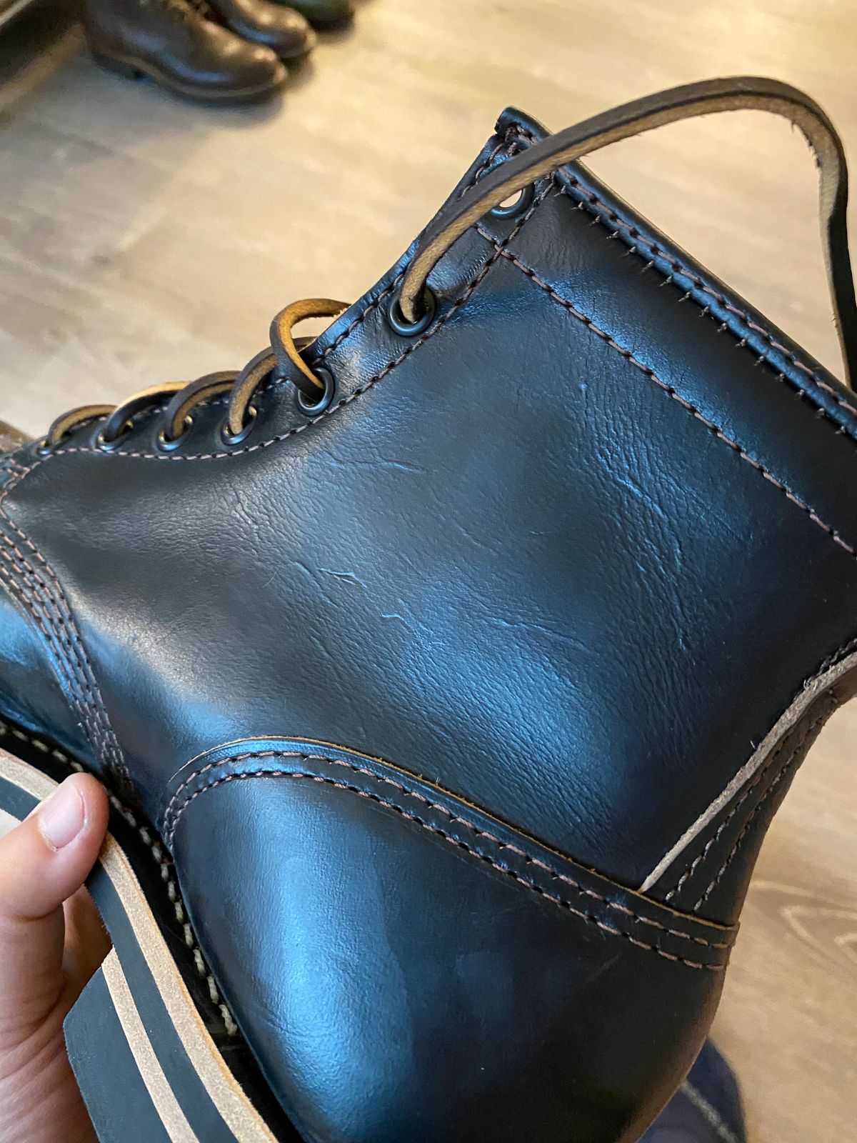Photo by chris.8888 on June 3, 2024 of the Wesco Hendrik in Horween Black Chromexcel.