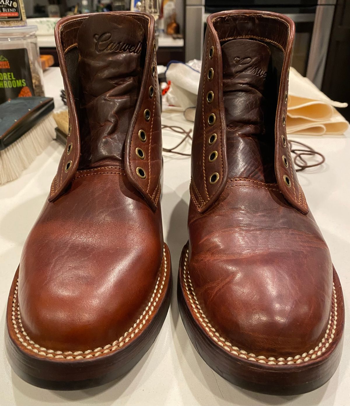 Photo by chris.8888 on December 15, 2024 of the Caswell Boot Company Eastman in Gallun Cognac Horsehide.