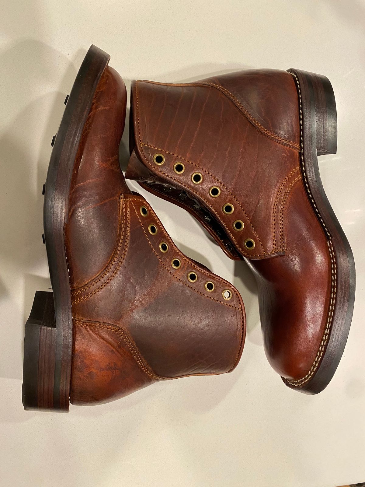 Photo by chris.8888 on December 15, 2024 of the Caswell Boot Company Eastman in Gallun Cognac Horsehide.