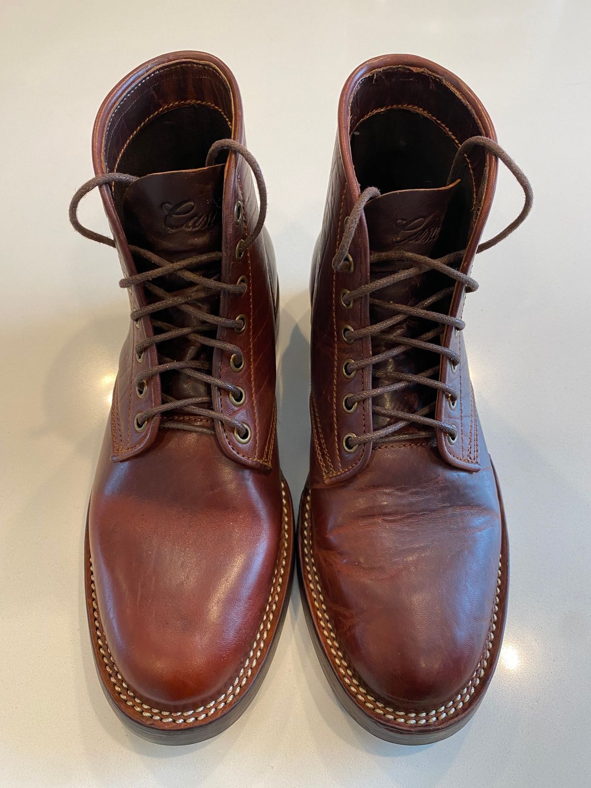 Photo by chris.8888 on May 2, 2025 of the Caswell Boot Company Eastman in Gallun Cognac Horsehide.