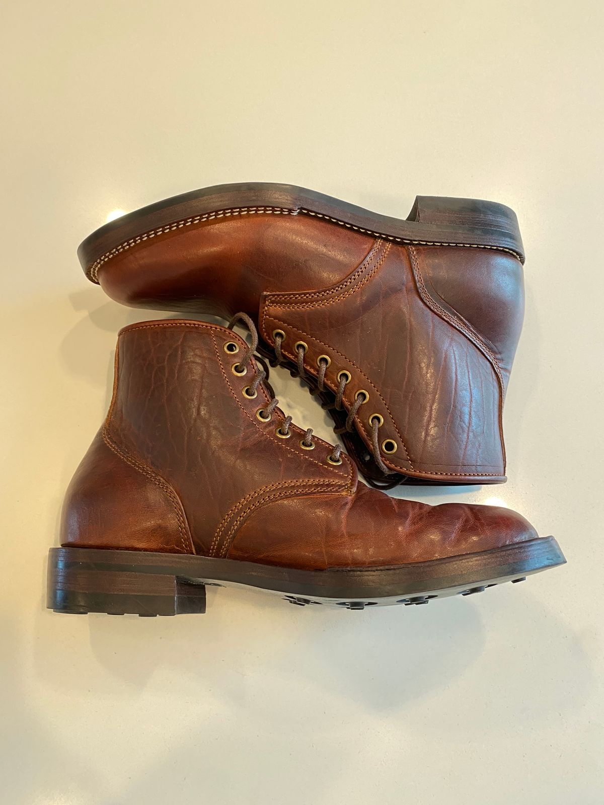 Photo by chris.8888 on May 2, 2025 of the Caswell Boot Company Eastman in Gallun Cognac Horsehide.
