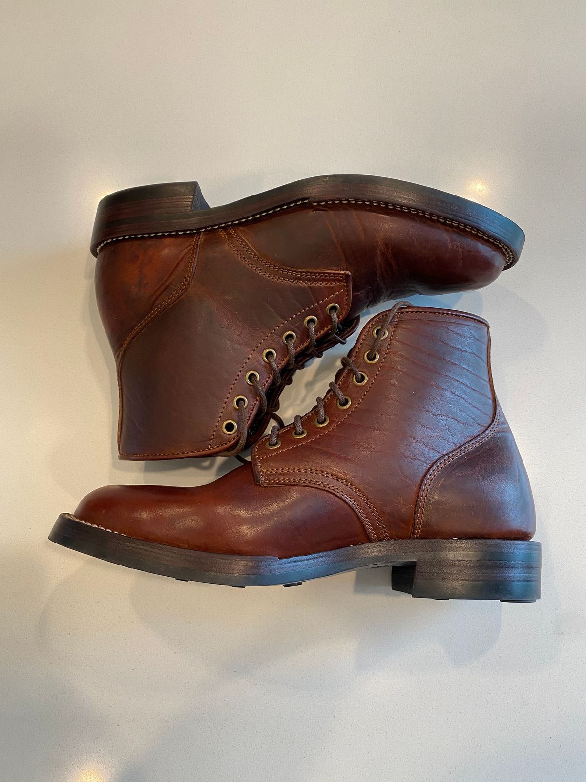 Photo by chris.8888 on May 2, 2025 of the Caswell Boot Company Eastman in Gallun Cognac Horsehide.
