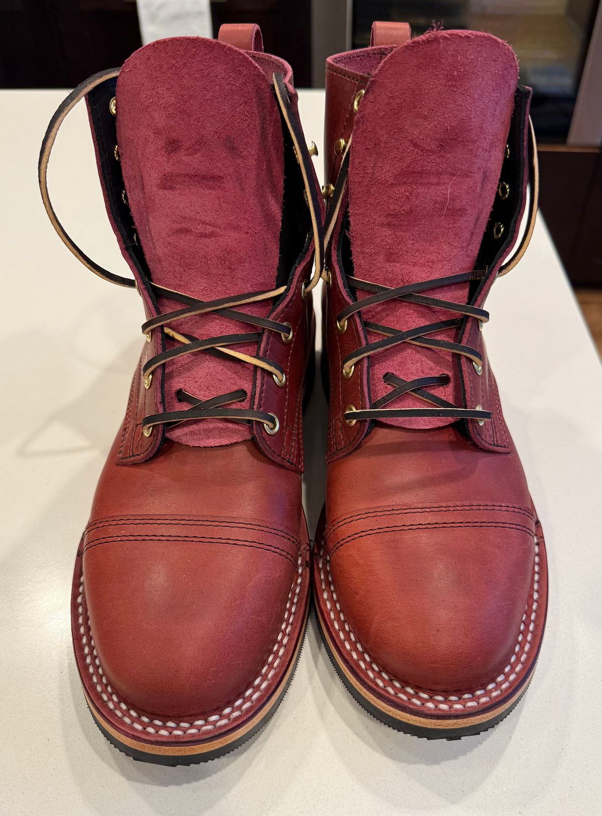 Photo by chris.8888 on March 29, 2026 of the Nicks x Parkhurst V3 in Horween Light Burgundy Predator.