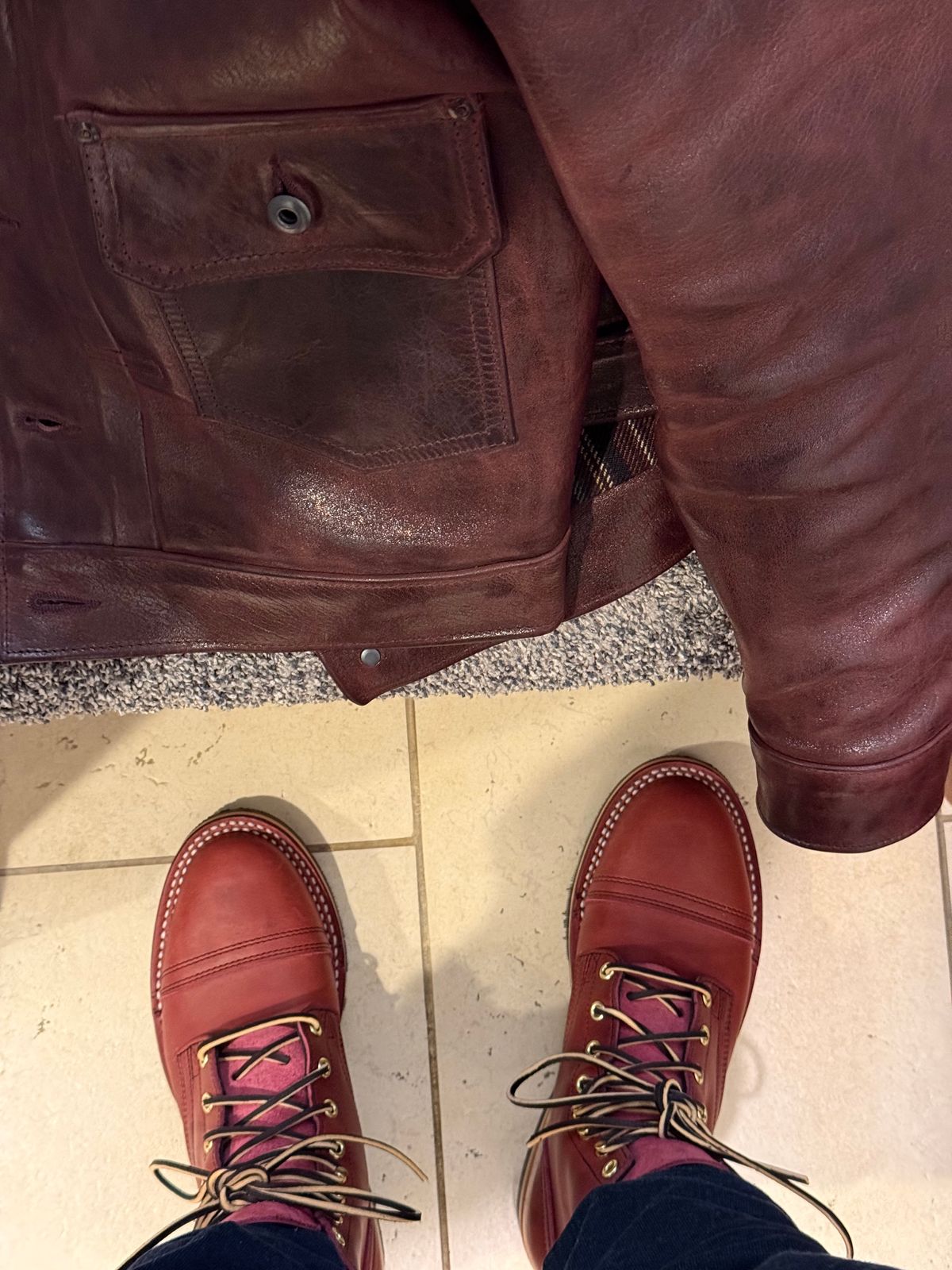 Photo by chris.8888 on March 30, 2026 of the Nicks x Parkhurst V3 in Horween Light Burgundy Predator.