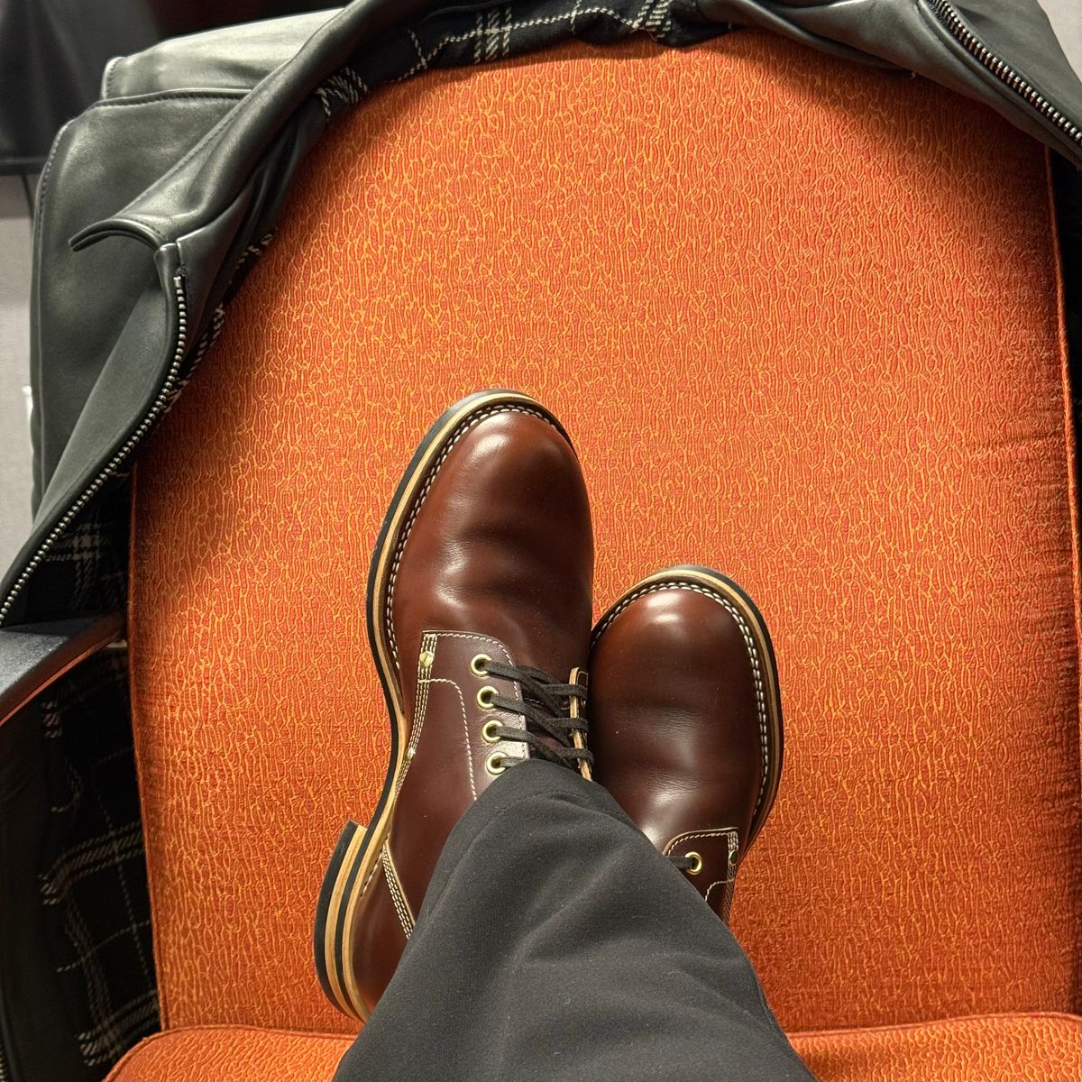 Photo by chris.8888 on January 16, 2026 of the New River Boot Boondocker in Horween Tan Chromexcel Strips.