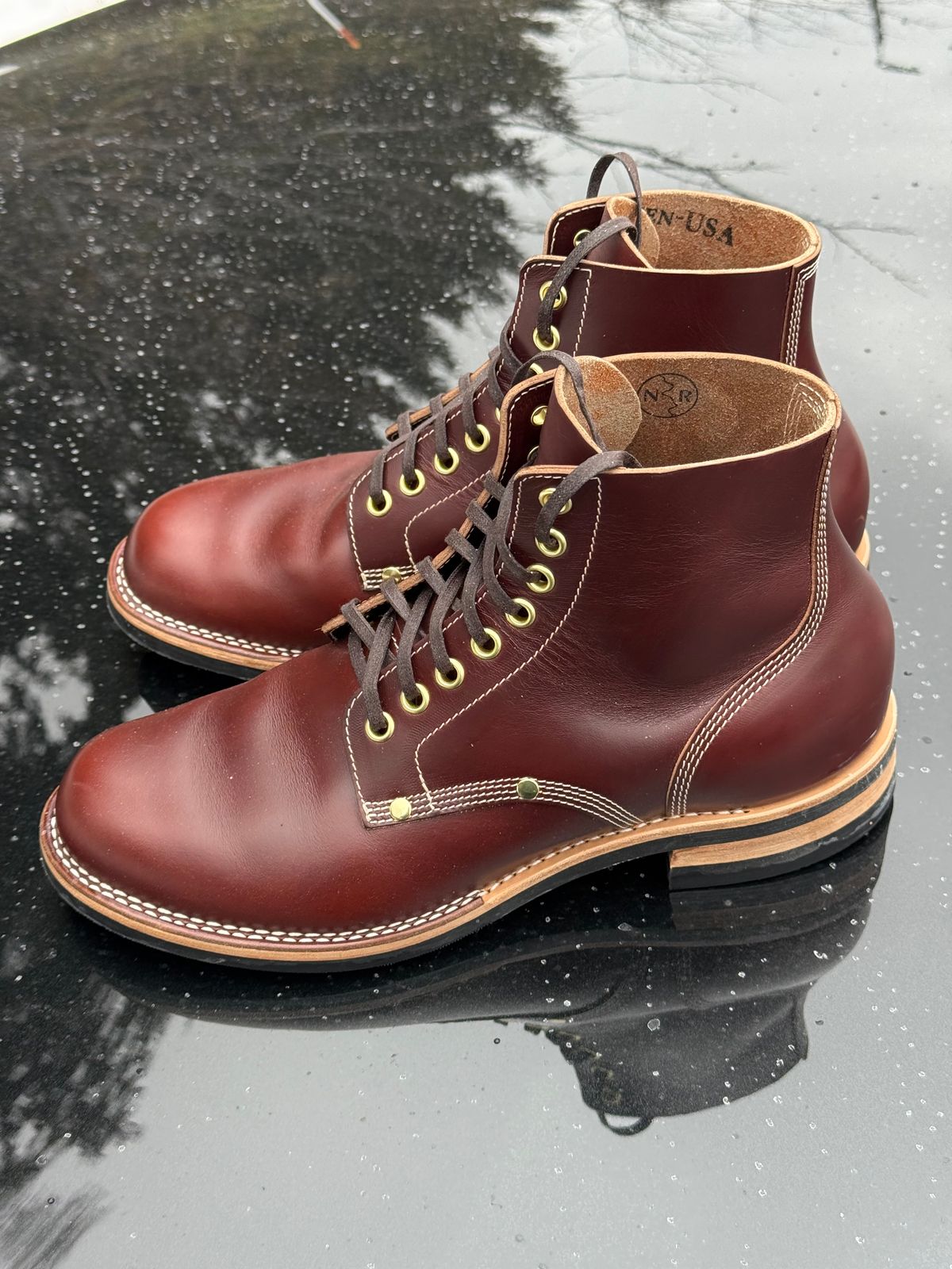 Photo by chris.8888 on January 16, 2026 of the New River Boot Boondocker in Horween Tan Chromexcel Strips.