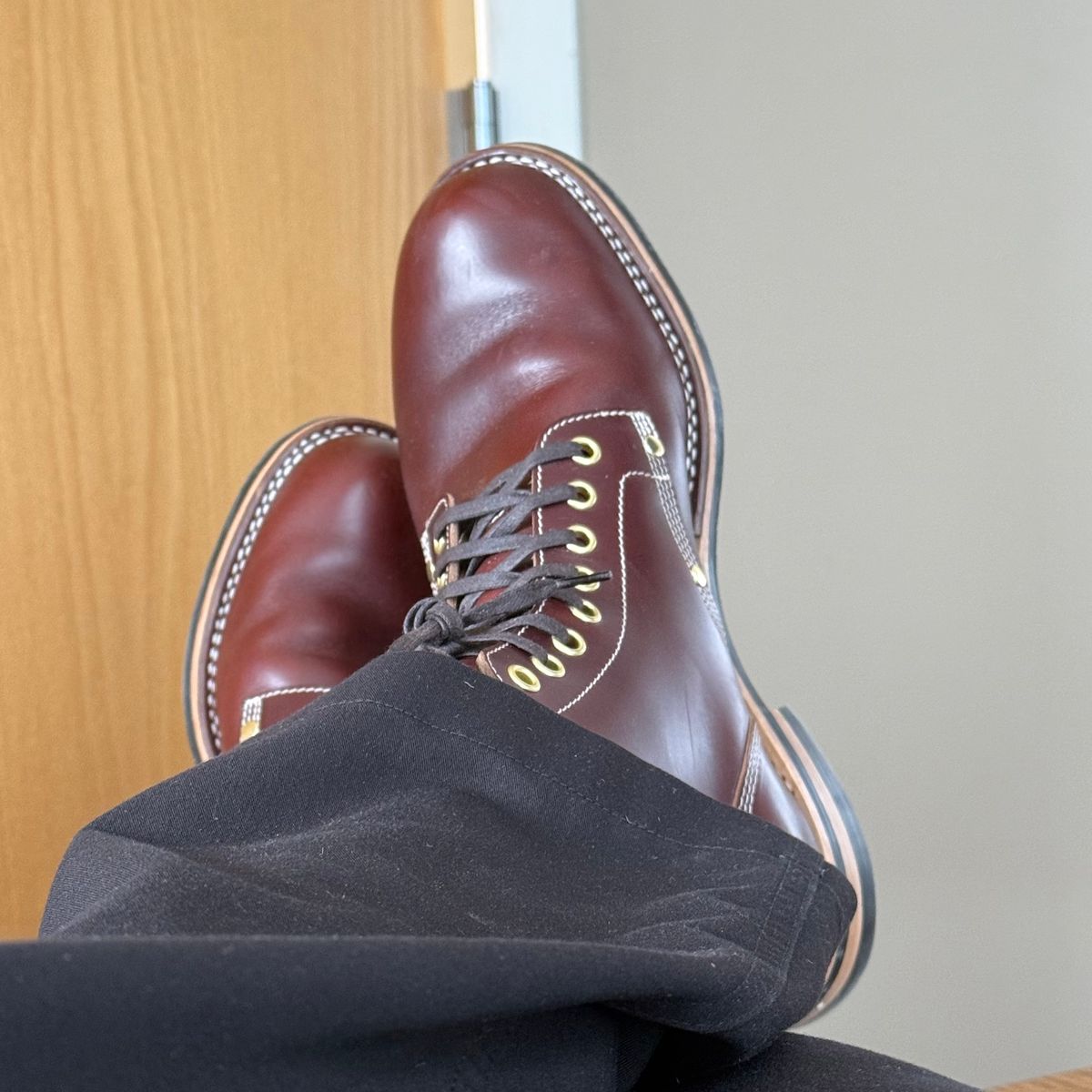 Photo by chris.8888 on February 23, 2026 of the New River Boot Boondocker in Horween Tan Chromexcel Strips.