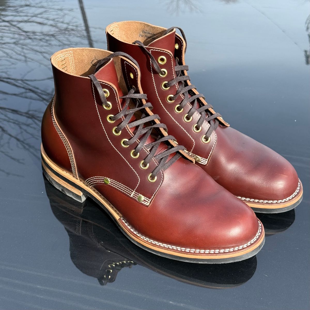 Photo by chris.8888 on April 9, 2026 of the New River Boot Boondocker in Horween Tan Chromexcel Strips.