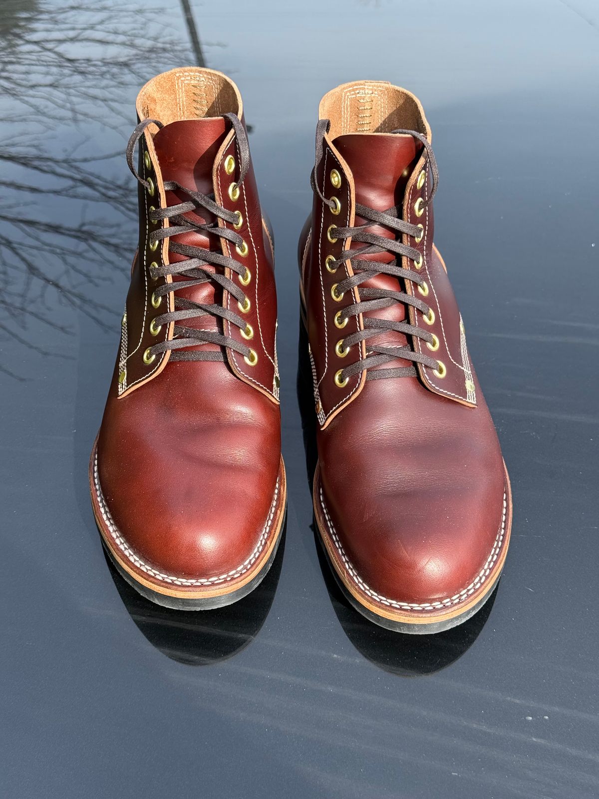 Photo by chris.8888 on April 9, 2026 of the New River Boot Boondocker in Horween Tan Chromexcel Strips.