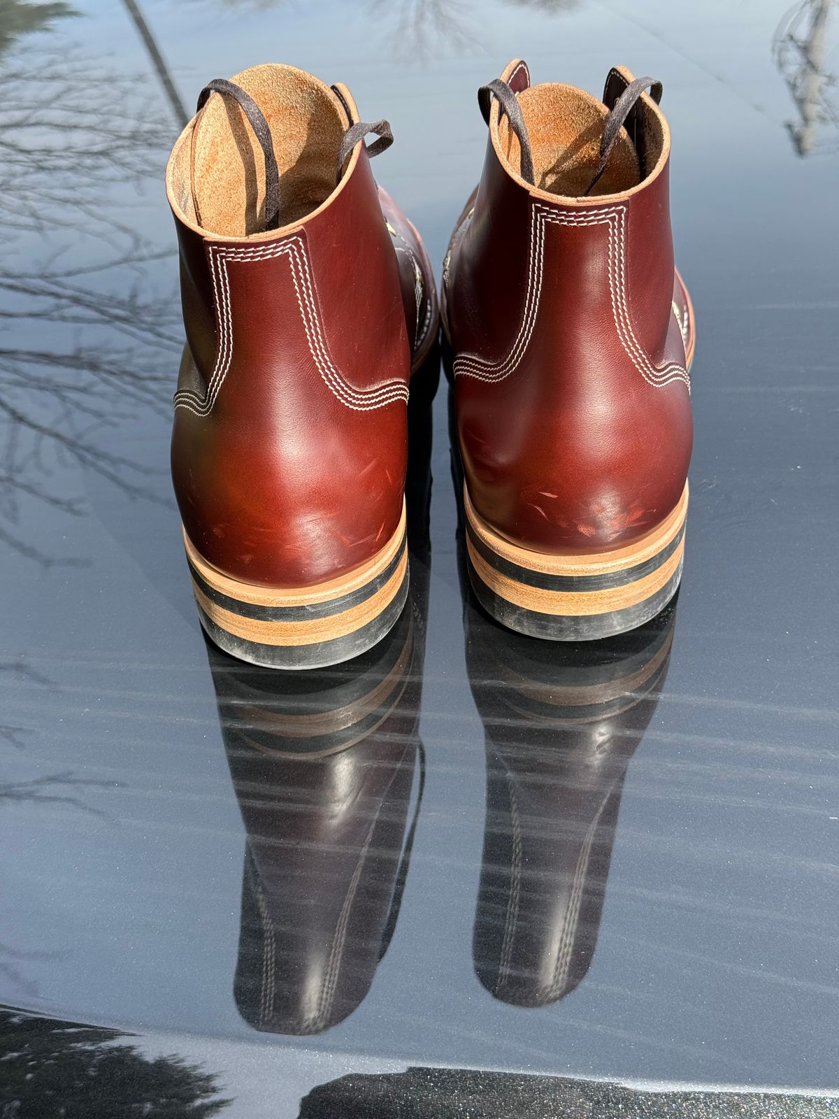 Photo by chris.8888 on April 9, 2026 of the New River Boot Boondocker in Horween Tan Chromexcel Strips.