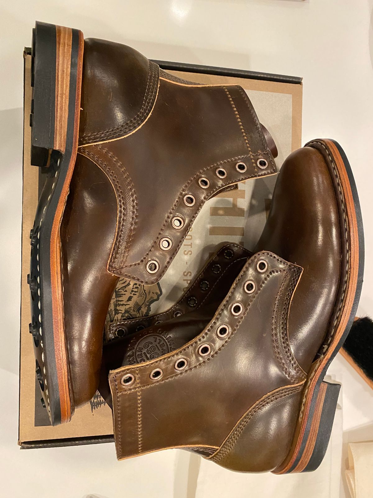 Photo by chris.8888 on January 8, 2025 of the White's MP-Sherman Plain Toe in Horween Brown Shell Cordovan.