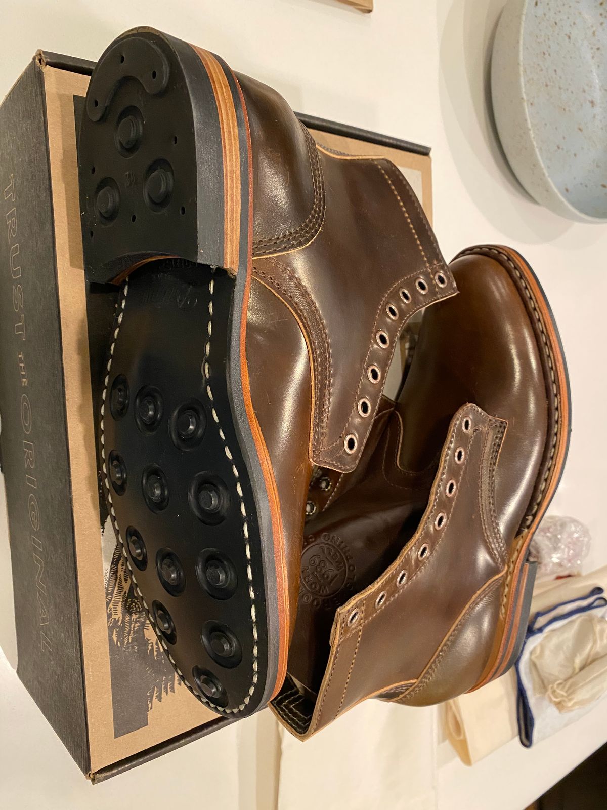 Photo by chris.8888 on January 8, 2025 of the White's MP-Sherman Plain Toe in Horween Brown Shell Cordovan.